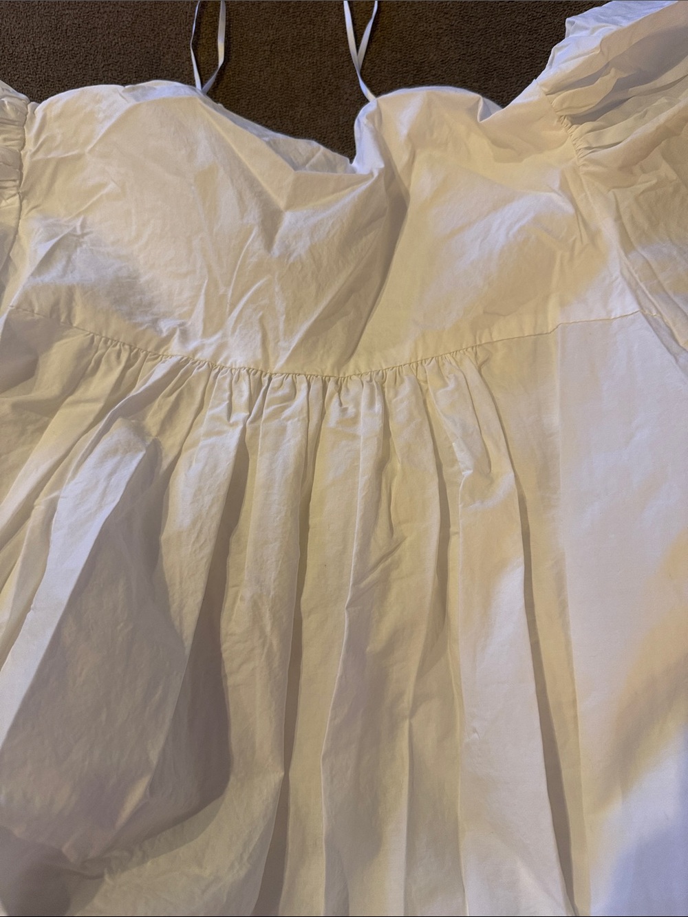 Mable White Pintuck Puff Sleeve Babydoll Dress Size Large Lined (TD) - Picture 7 of 7
